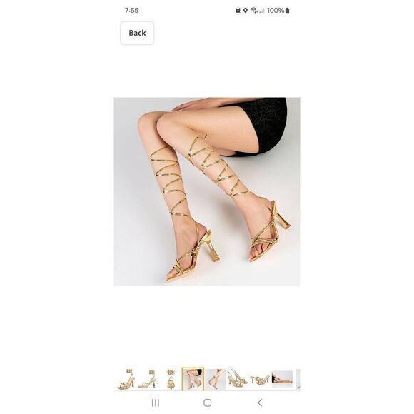 Mostrin Shoes - Size 8 Mostrin Gold Strappy Lace Up High Heel Stiletto Sexy Dress Shoes